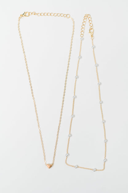 Heart of Gold Pendant Necklace Layered Set in Gold
