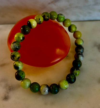 Vital Earth Serpentine Bracelet – 8mm Reiki-Infused Healing & Transformation Gemstone (7.5” Fit)