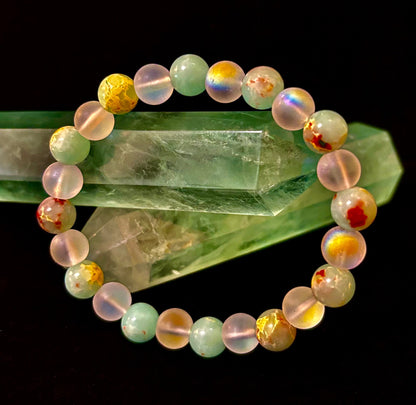 🌊 Ocean Breeze Resin Bead Bracelet – Sea Glass Vibes