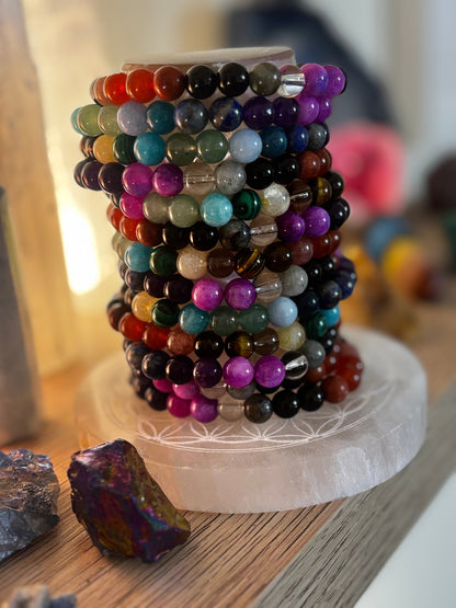 Repurposed Natural Stones and Recycled Glass Bracelet
