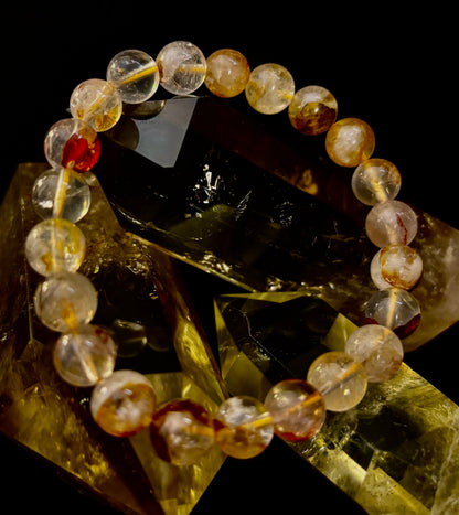 Golden Healer Quartz Bracelet – 8mm Natural Crystal (Small–Medium Wrist) | Energy Healing, Alignment & Manifestation