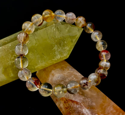 Golden Healer Quartz Bracelet – 8mm Natural Crystal (Small–Medium Wrist) | Energy Healing, Alignment & Manifestation