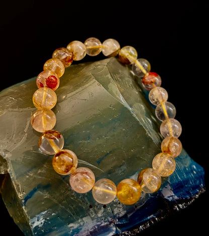 Golden Healer Quartz Bracelet – 8mm Natural Crystal (Small–Medium Wrist) | Energy Healing, Alignment & Manifestation