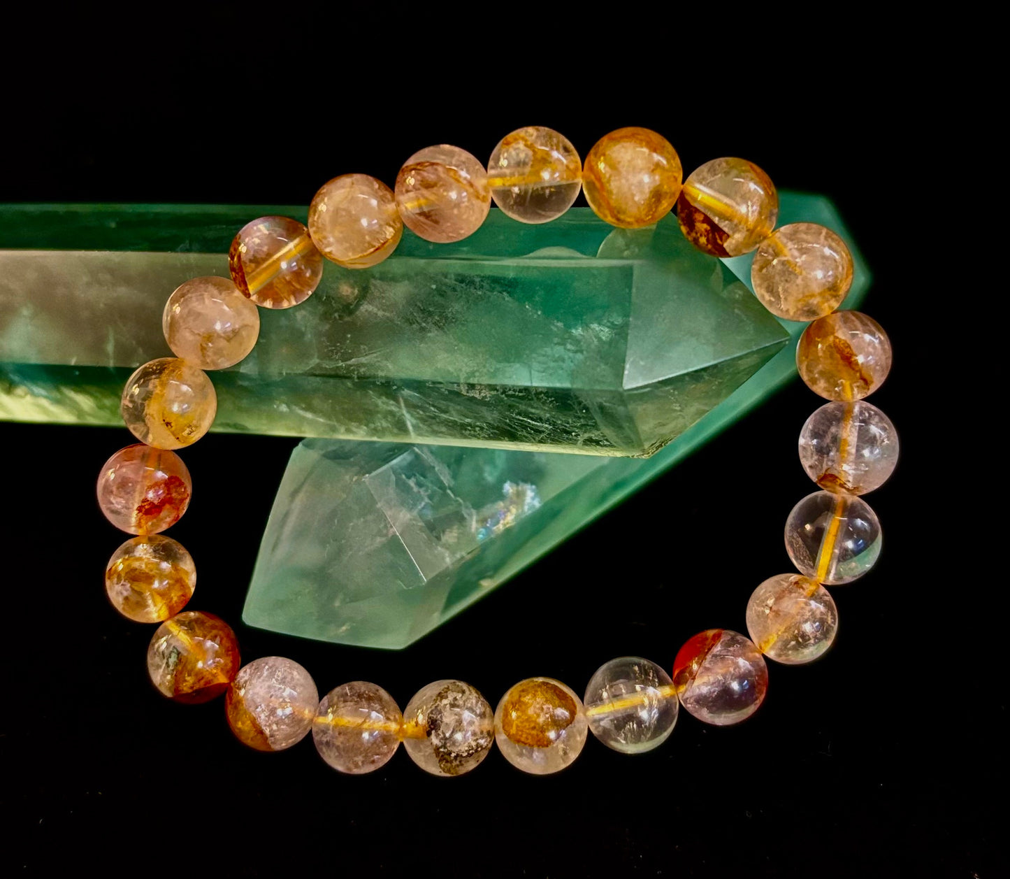 Golden Healer Quartz Bracelet – 8mm Natural Crystal (Small–Medium Wrist) | Energy Healing, Alignment & Manifestation