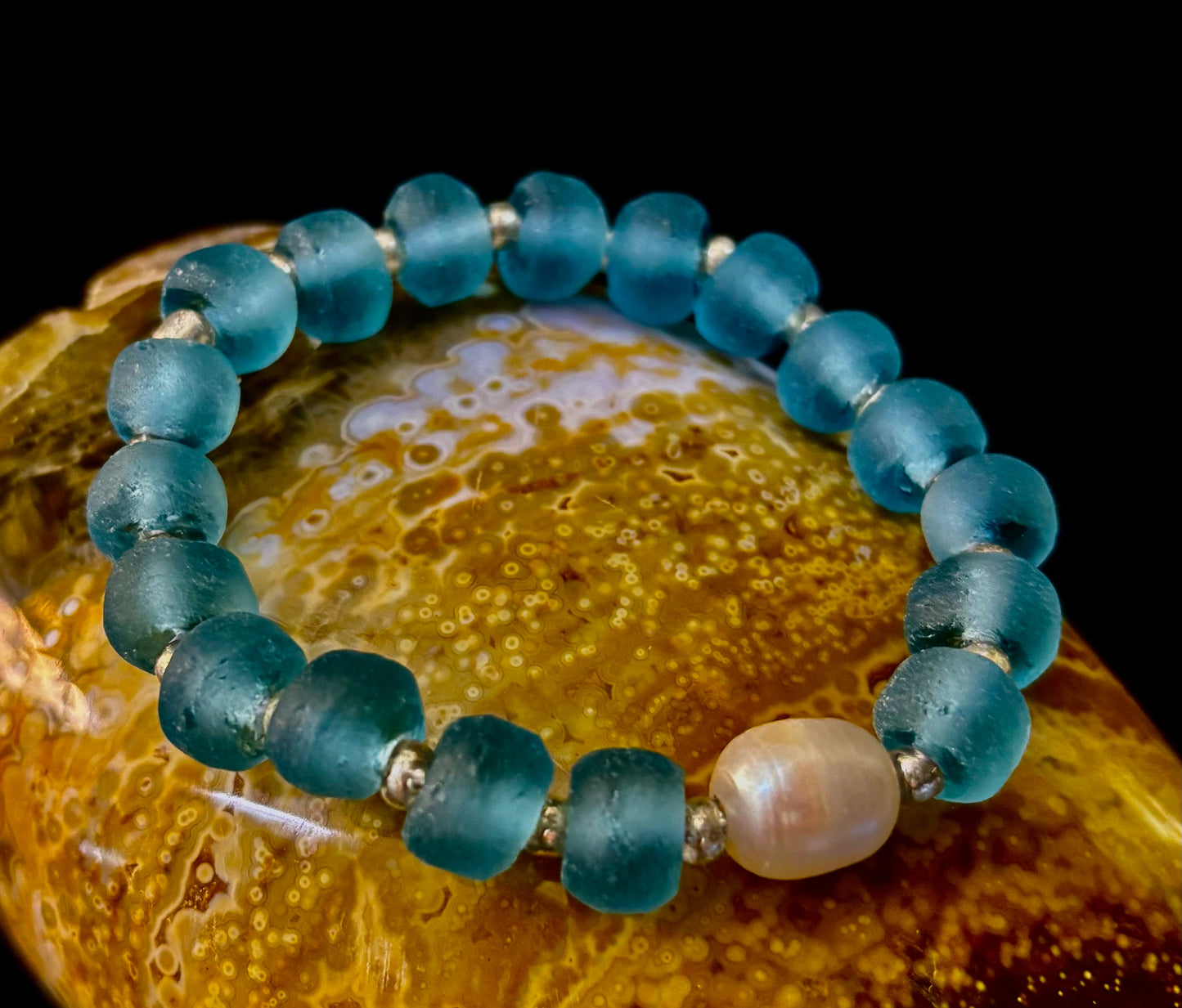 Ocean Aura Sea Glass & Pearl Bracelet 🌊✨