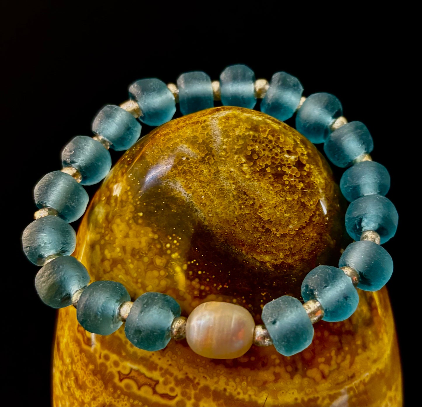 Ocean Aura Sea Glass & Pearl Bracelet 🌊✨