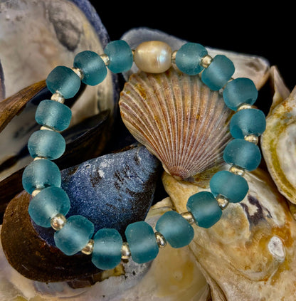 Ocean Aura Sea Glass & Pearl Bracelet 🌊✨