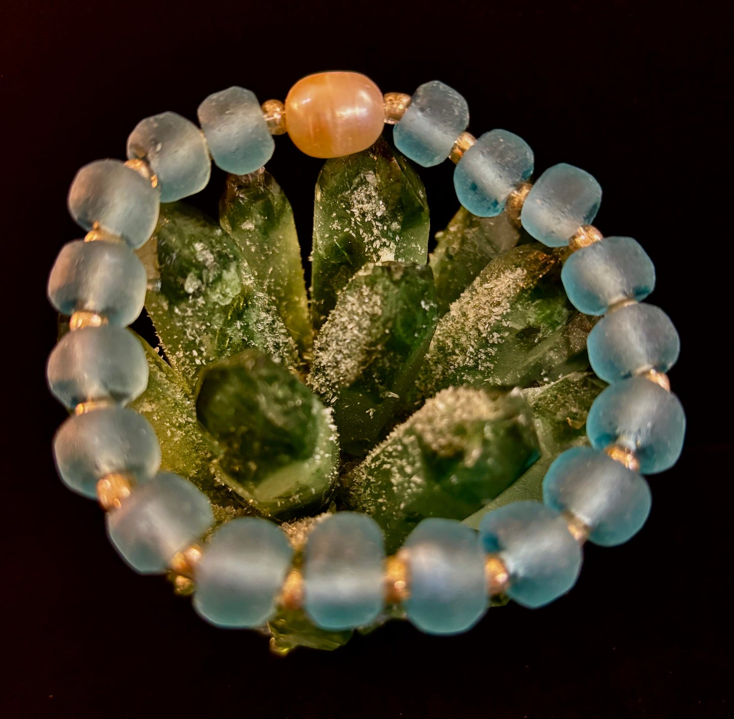 Ocean Aura Sea Glass & Pearl Bracelet 🌊✨