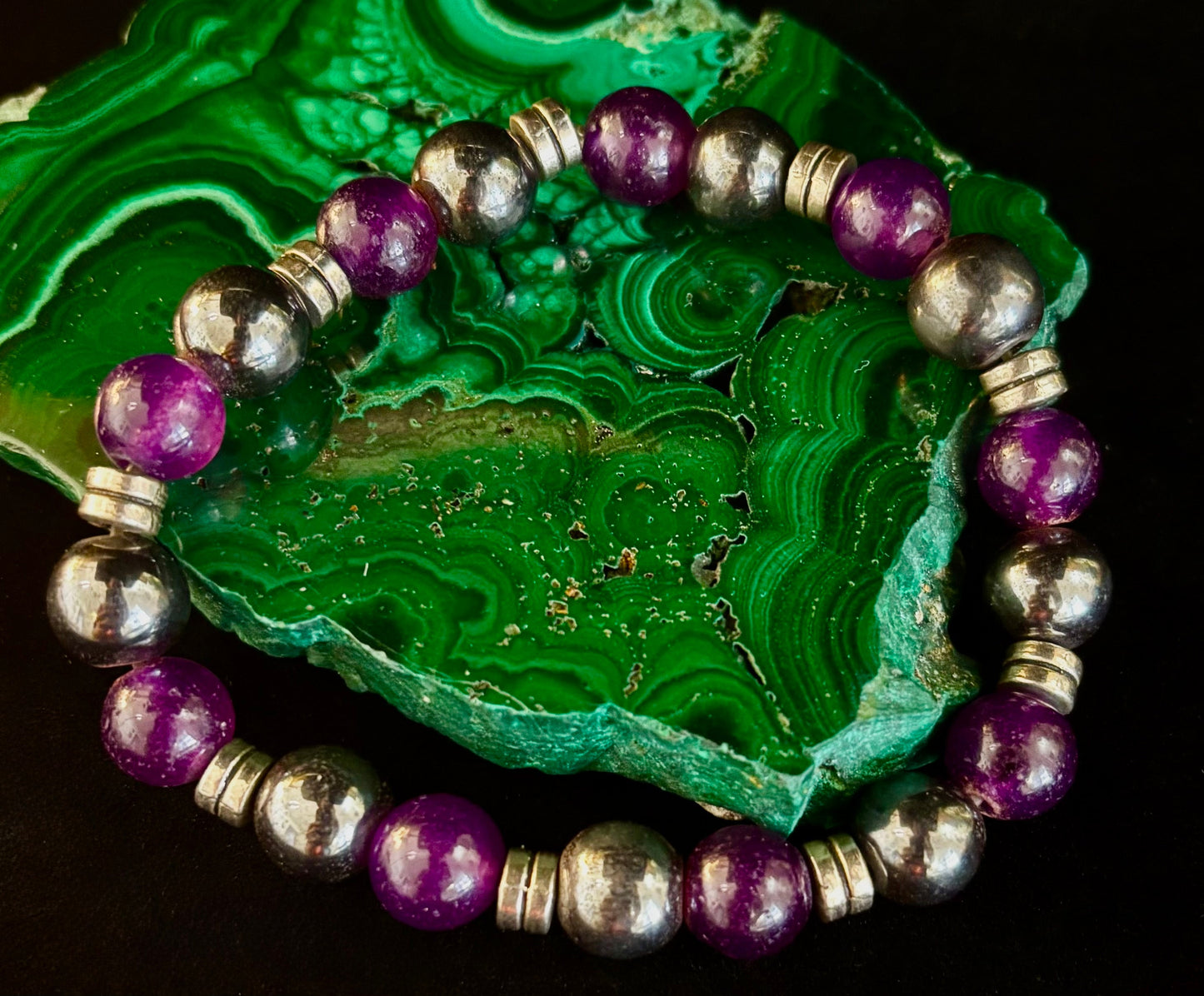 Purple Agate & Hematite Protection Bracelet – Corazon Collection 💜✨