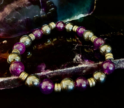 Purple Agate & Hematite Protection Bracelet – Corazon Collection 💜✨
