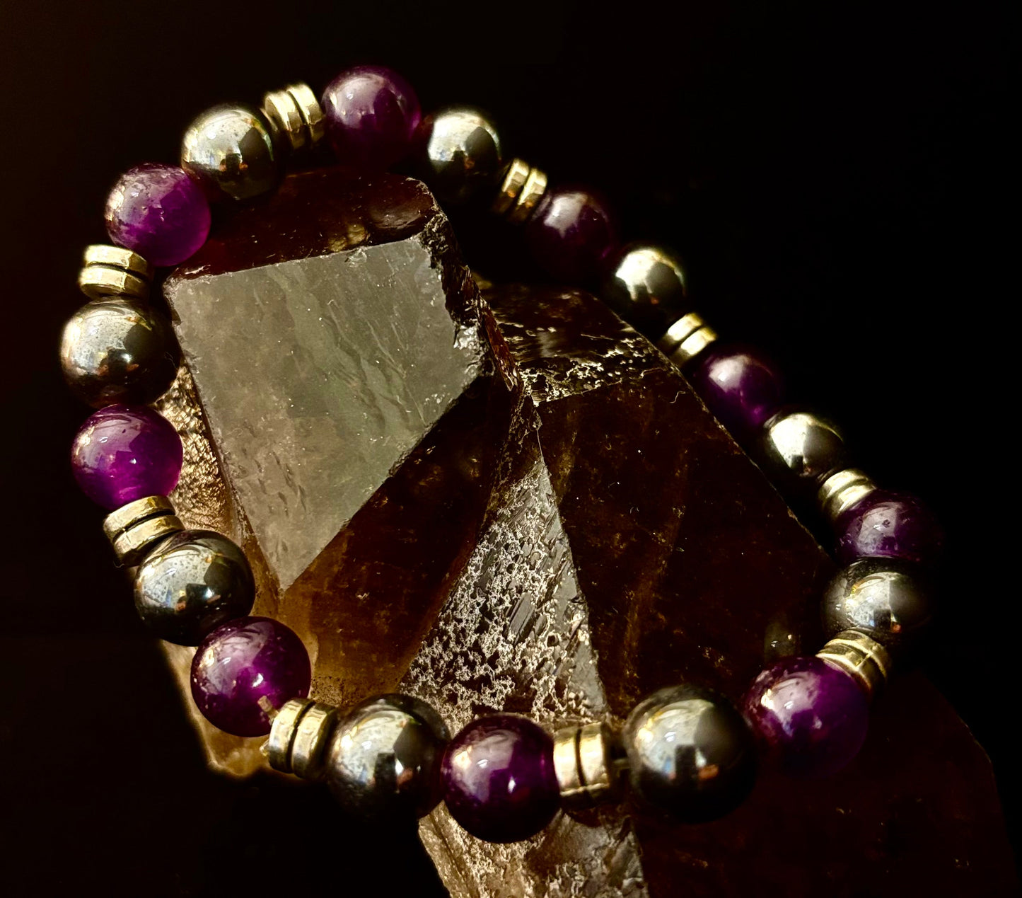 Purple Agate & Hematite Protection Bracelet – Corazon Collection 💜✨