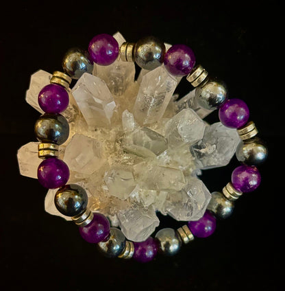 Purple Agate & Hematite Protection Bracelet – Corazon Collection 💜✨
