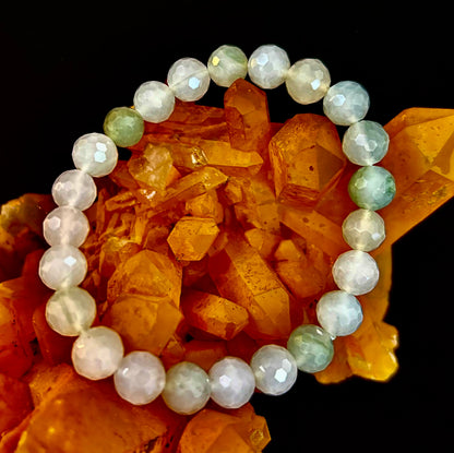 Harmony & Prosperity Xiuyan Jade Bracelet – 8mm Polyhedral Serpentine Gemstone