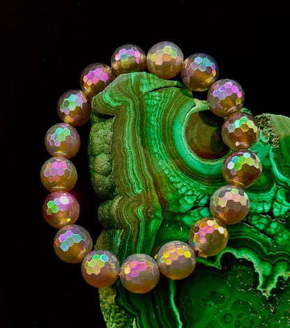 Wicked Glam Disco Ball Prism Bracelet – Mystic Gray Agate (12mm)
