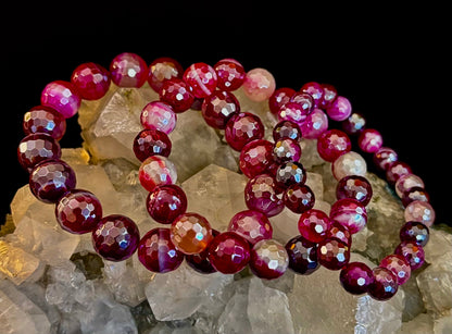 Fuchsia Prism Power Bracelet – Mystic Banded Agate (3 bead size options!)