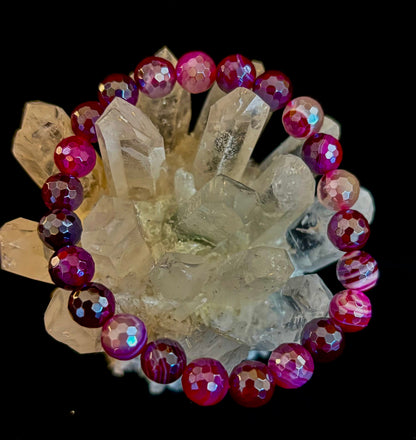 Fuchsia Prism Power Bracelet – Mystic Banded Agate (3 bead size options!)