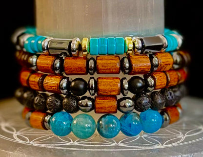 Stack & Go Bracelet Set – Lightweight Wood, Lava & Stone (5 styles for small to medium wrists)
