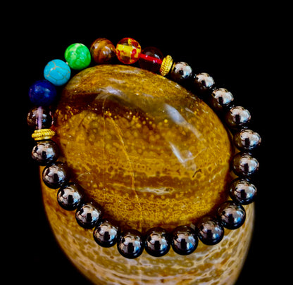 Chakra Healing Reiki-Infused Bracelet with Hematite - Grounding, Protection & Balance
