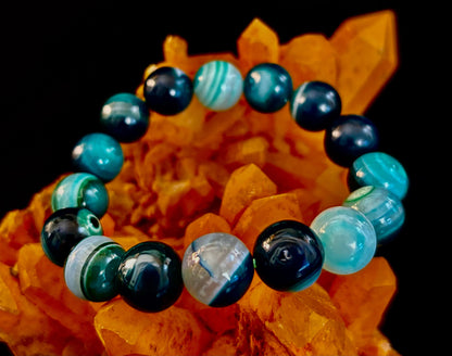 Wicked Fabulous Emerald Tide – Green Banded Agate Bracelet