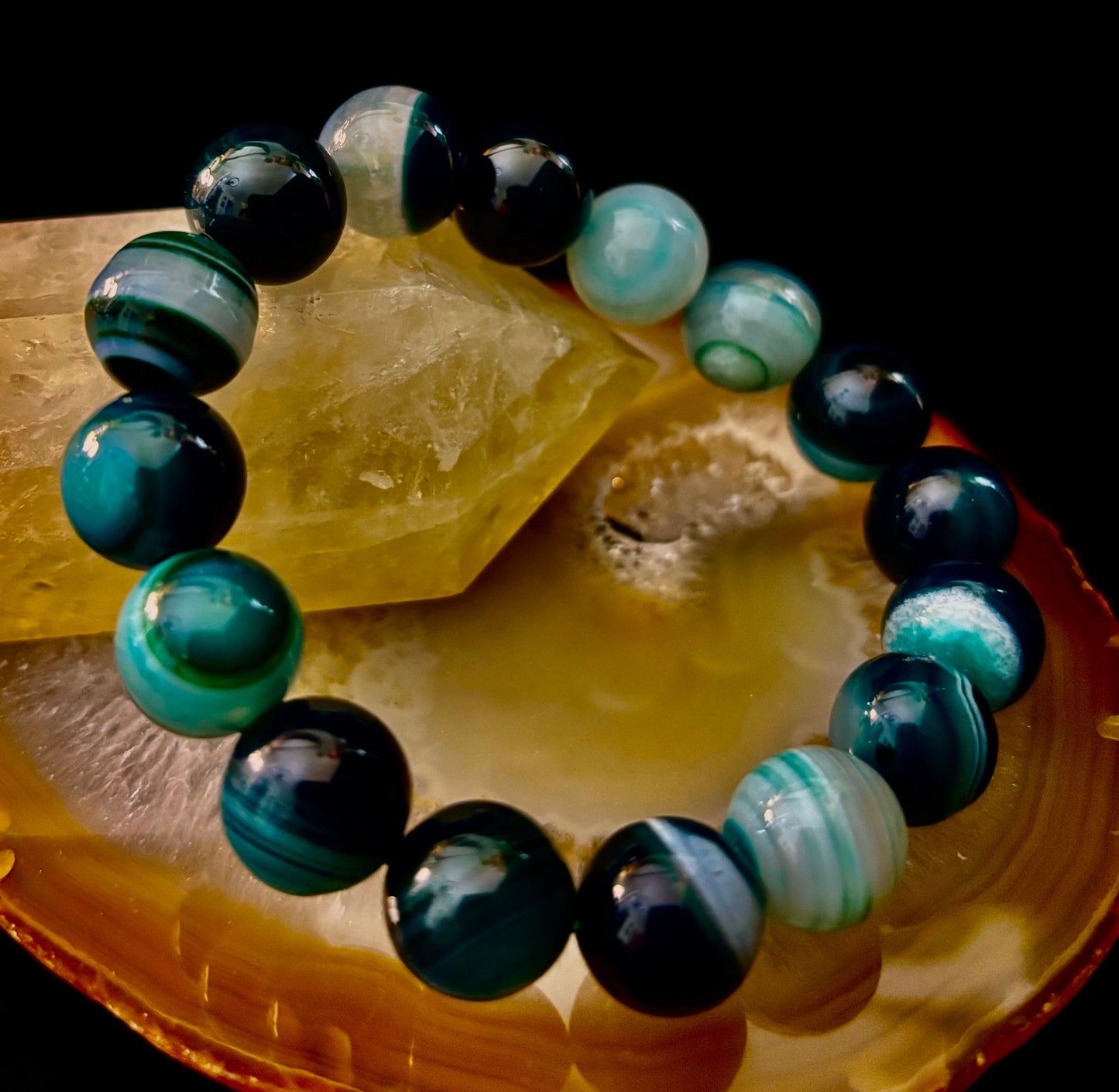 Wicked Fabulous Emerald Tide – Green Banded Agate Bracelet