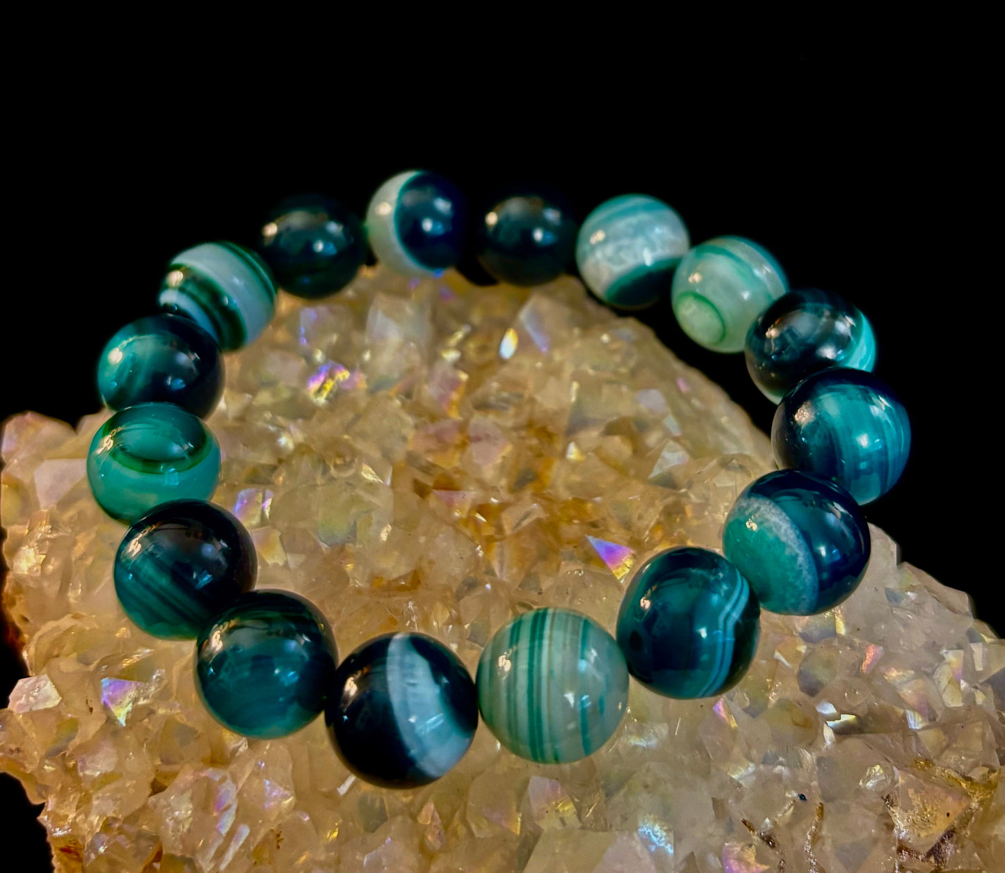 Wicked Fabulous Emerald Tide – Green Banded Agate Bracelet