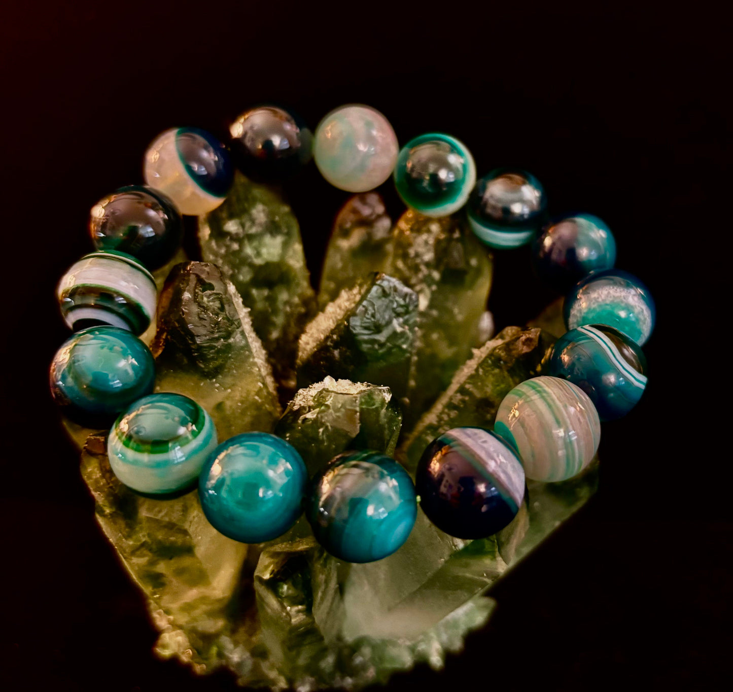 Wicked Fabulous Emerald Tide – Green Banded Agate Bracelet