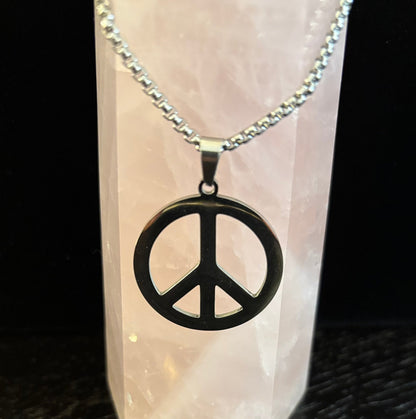 Peace Sign Stainless Steel Pendant Necklace – Bold & Empowering