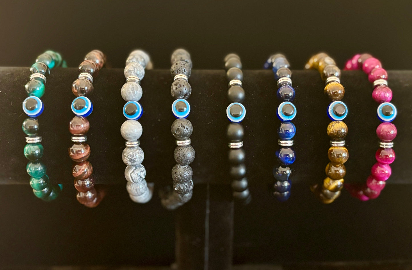 Evil Eye Style Beaded Bracelets – Handmade Natural Stone Protection