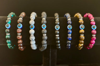 Evil Eye Style Beaded Bracelets – Handmade Natural Stone Protection