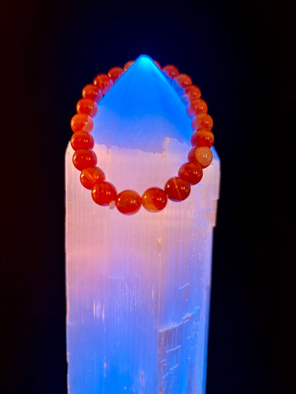 Red Striped Agate (Sardonyx) Reiki-Infused Strength & Confidence Bracelet (Medium Wrist)