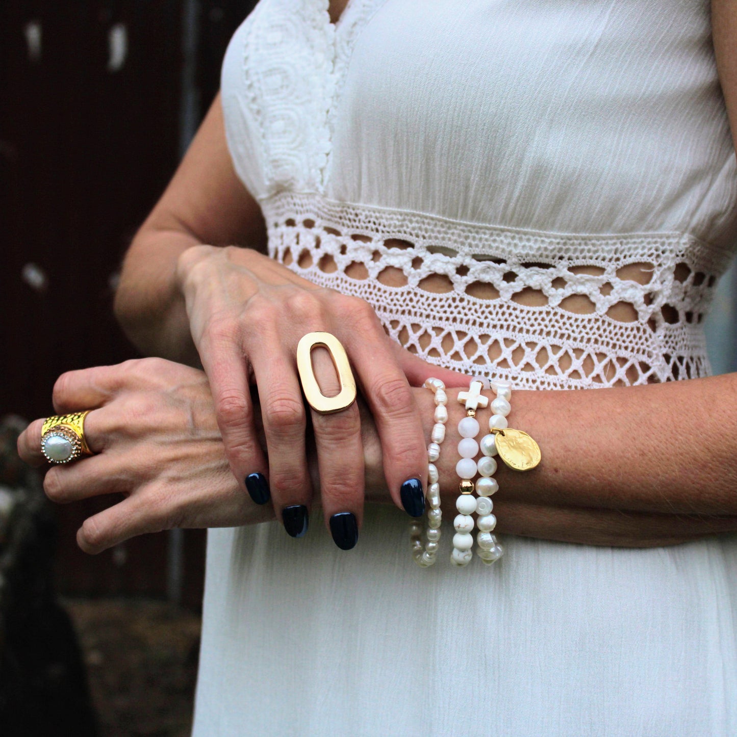 Freshwater Pearl Cuff Statement Ring 012t