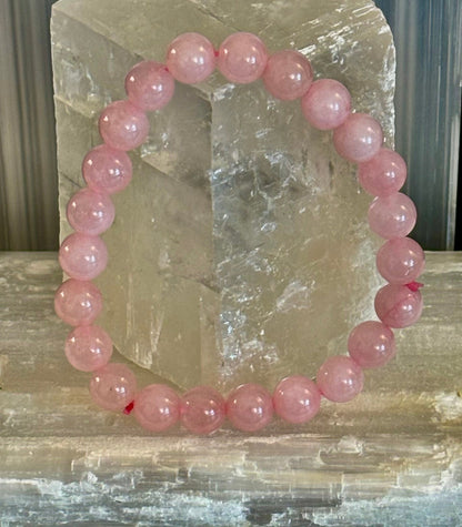 Rose Quartz Bracelet 8mm, 10mm & 12mm – Reiki-Infused Love, Healing & Self-Worth Jewelry (Multiple Wrist Sizes)