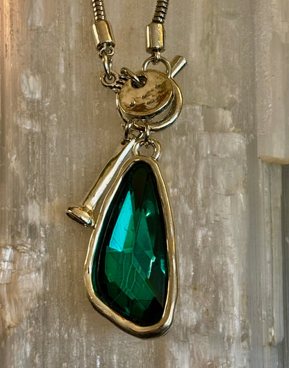 Crystal Teardrop Pendant Necklace – Ocean Blue, Emerald Green & Charcoal | Adjustable 29 inch Statement Necklace