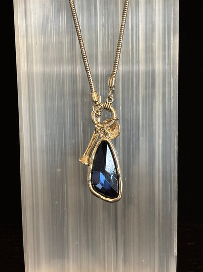 Crystal Teardrop Pendant Necklace – Ocean Blue, Emerald Green & Charcoal | Adjustable 29 inch Statement Necklace