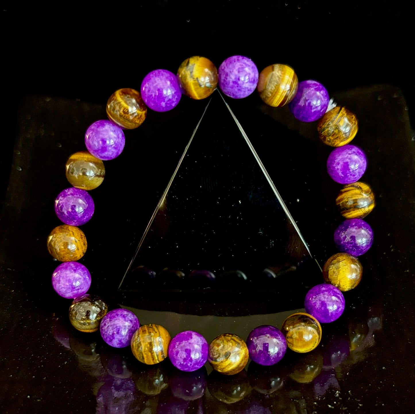 Amethyst & Tiger’s Eye 8mm Reiki-Infused Balance & Confidence Bracelet (Medium–Large Wrist)
