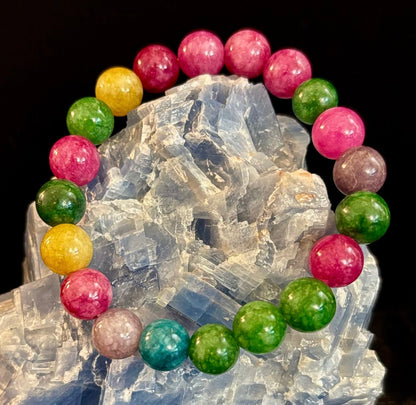 Multicolor Tourmaline Bracelet – Reiki-Infused Balance, Protection & Emotional Healing Jewelry (Medium Wrist)