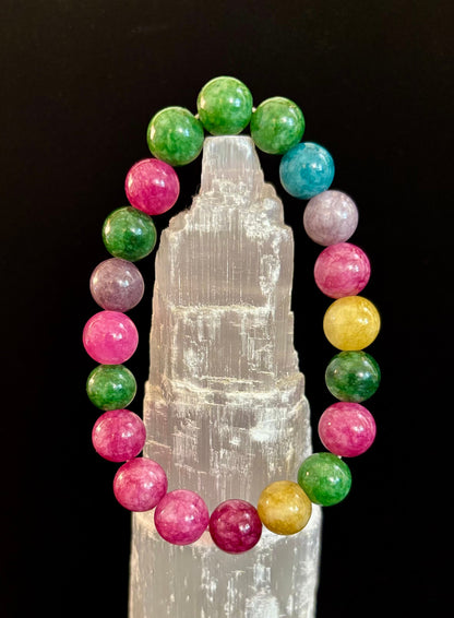 Multicolor Tourmaline Bracelet – Reiki-Infused Balance, Protection & Emotional Healing Jewelry (Medium Wrist)