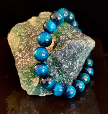 Blue Tiger Eye Reiki-Infused Focus & Confidence Bracelet (Medium–Large Wrist)