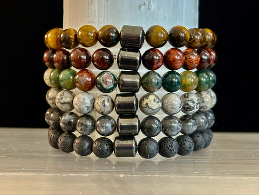 Earth Energy Collection – 6 Choices - Natural Stone & Magnetic Bead Bracelets for Medium Wrists