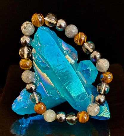 Tiger's Eye, Labradorite, Hematite, Smoky Quartz Protection Bracelet – Strength, Clarity & Grounding