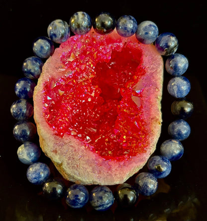 Sodalite Gemstone Bracelet – Intuition, Truth & Emotional Balance (Small to Large Wrist Size Options)