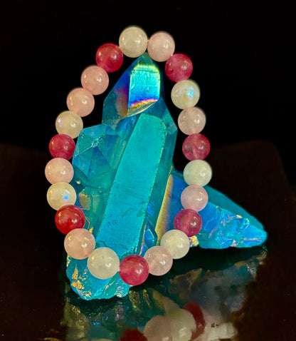 Attracting Love Bracelet – Moonstone, Rose Quartz & Strawberry Quartz