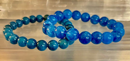 Blue Apatite Energy Bracelet | 8mm or 10mm Natural Stone Beads for Clarity, Focus & Motivation
