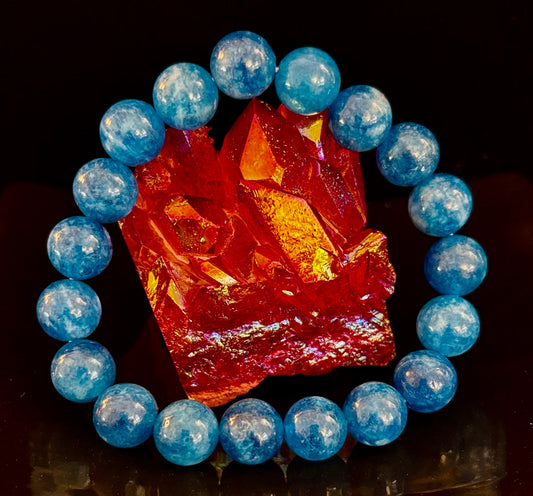Blue Apatite Energy Bracelet | 8mm or 10mm Natural Stone Beads for Clarity, Focus & Motivation