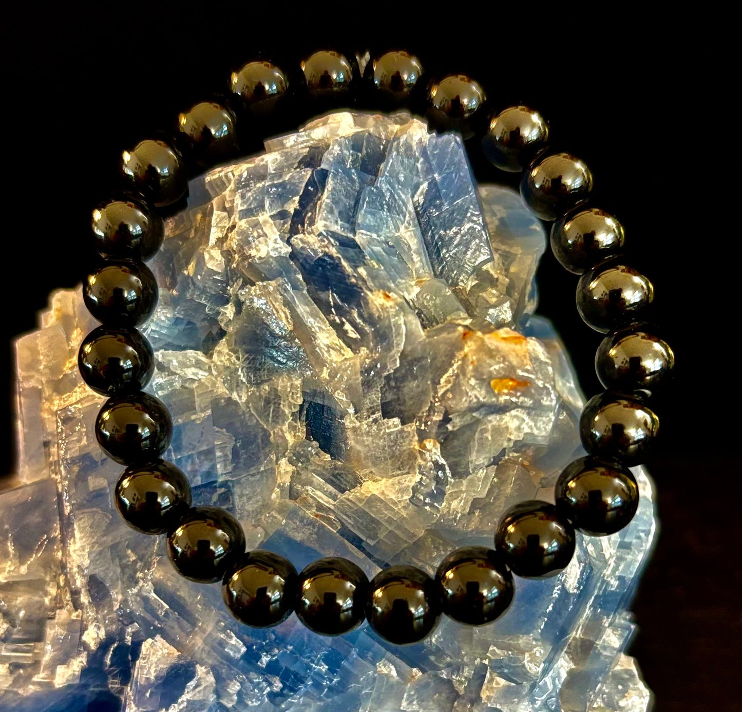 Black Onyx 8mm Reiki-Infused Protection & Grounding Bracelet (7.5” Medium Wrists)