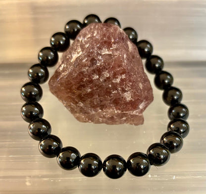 Black Tourmaline Bracelet – Protection, Grounding & Energy Shield (Medium to Large Wrists)