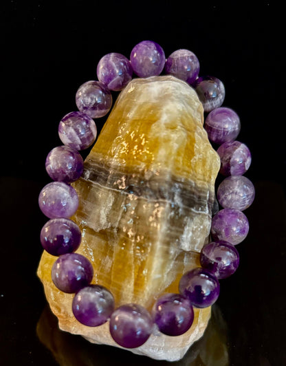 Natural Amethyst Healing Bracelet – 8mm, 10mm, or 12mm Beads