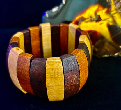 Bohemia Style Literary Retro Elastic Wood Beaded Bracelet – Gradient Brown Tones