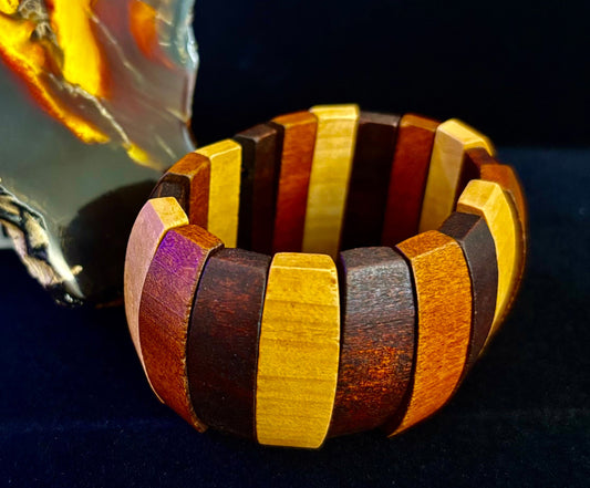 Bohemia Style Literary Retro Elastic Wood Beaded Bracelet – Gradient Brown Tones