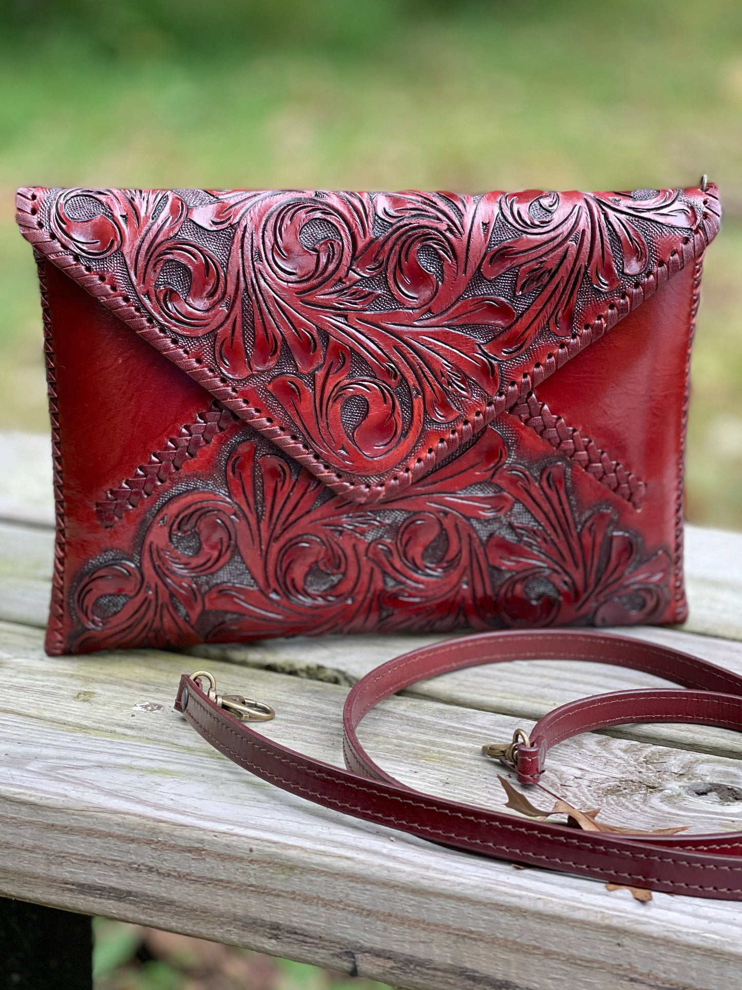 Hand-Tooled Leather Crossbody & Clutch Bag "ITALIA" by ALLE